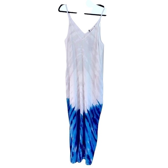 White/Blue Maxi Beach Maxi Plus Size 2X Bohemian Style Loose Fit Lounge Dres… - Picture 2 of 13